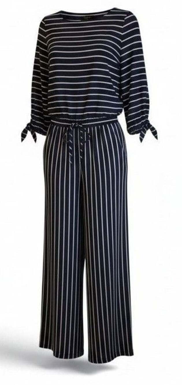 Lauren Ralph Lauren Striped Crepe Jumpsuit Size 6 Navy